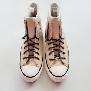 Converse CTAS Hi Light Bisque Egret Black Brown Women's 9 Faux fur lining